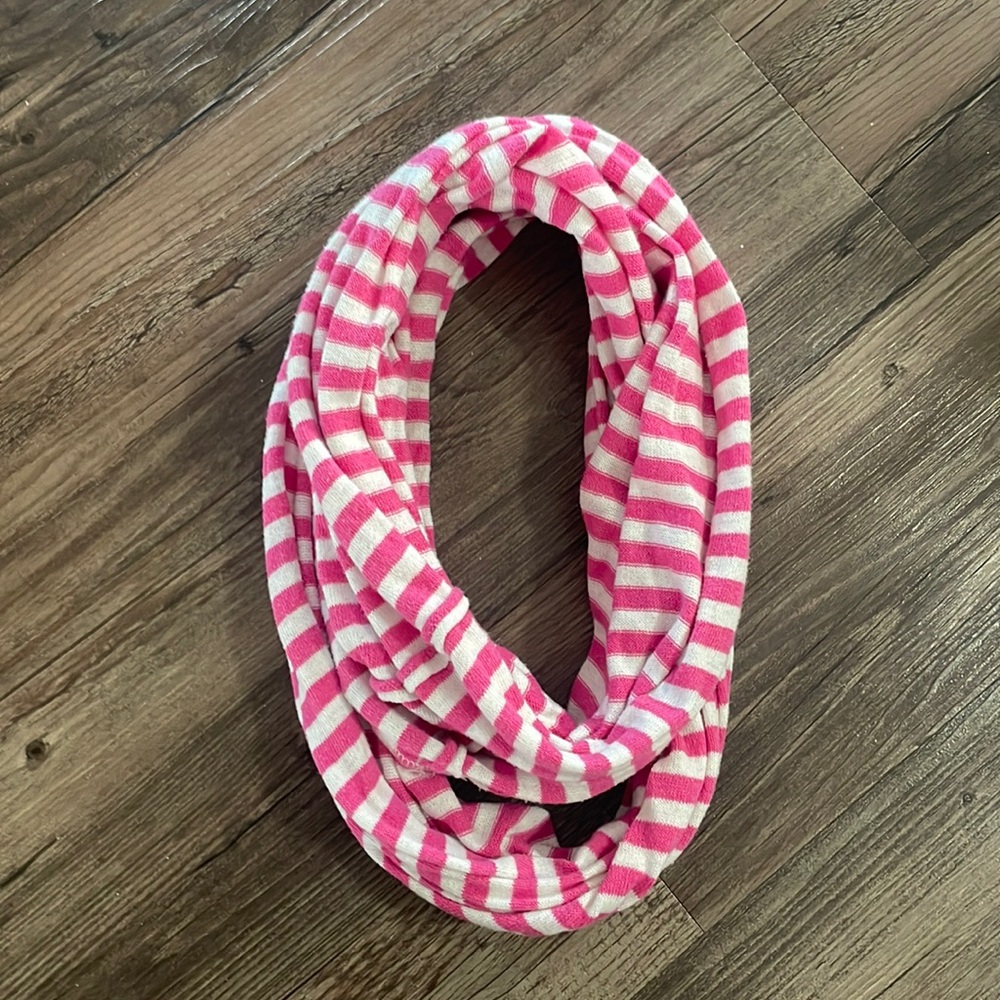 American Eagle Pink and White Striped Infinity Scarf
